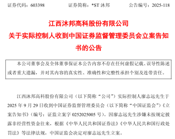 同花顺e配 突发！四连板ST股，实控人被证监会立案